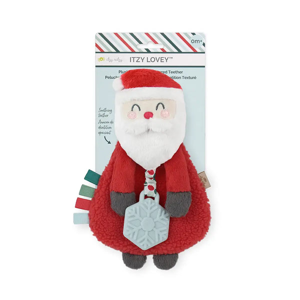 Itzy Lovey Plush + Silicone Teether Toy | Holiday Santa