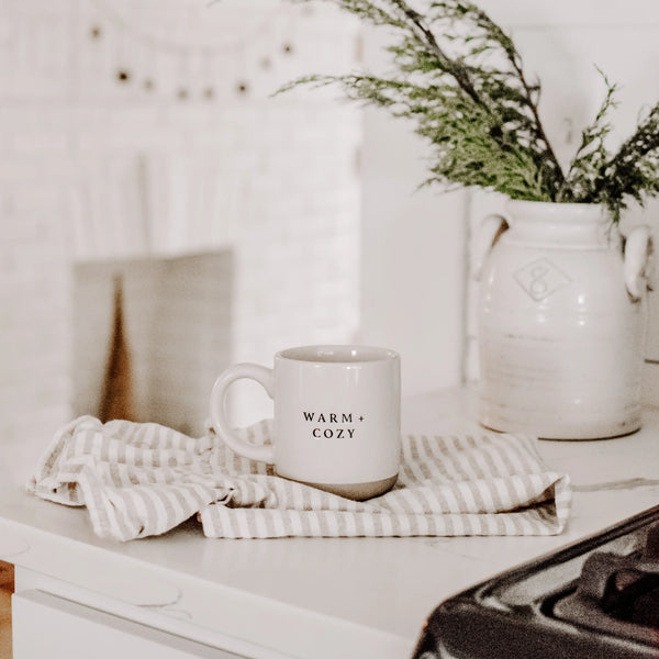 Warm and Cozy | Cream Stoneware Coffee Mug - 14 oz