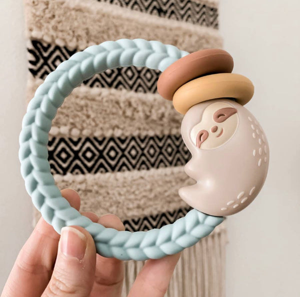 Ritzy Silicone Rattle and Teether- Sloth
