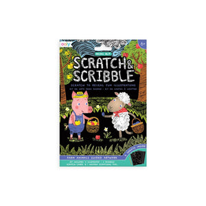 Mini Scratch & Scribble Art Kit: Farm Animals