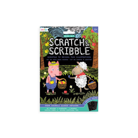 Mini Scratch & Scribble Art Kit: Farm Animals