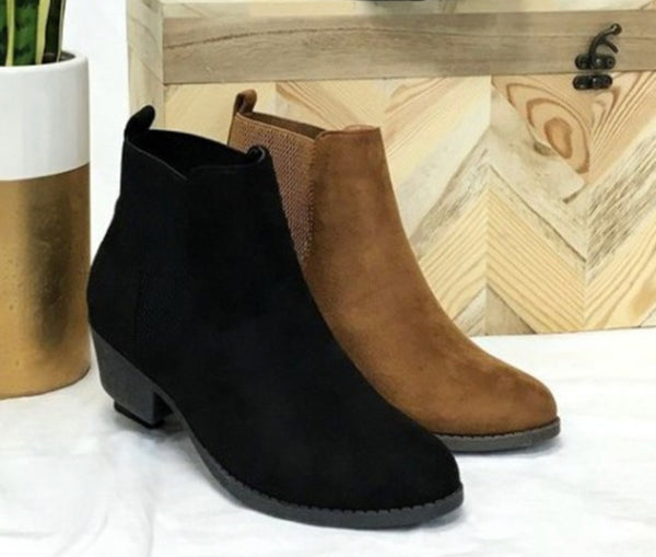 Suede Booties- Black or Tan