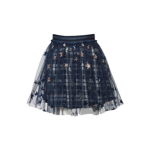 Sequin Star Skirt w/ Plaid Underlayer