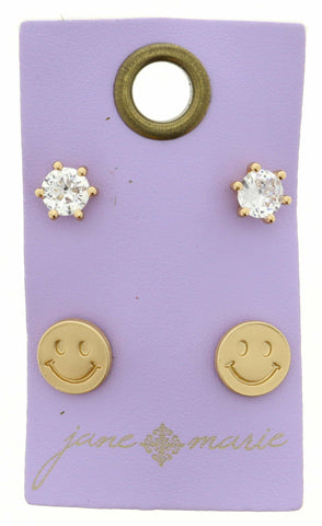 Shine For Me Earring Set | Happy Face