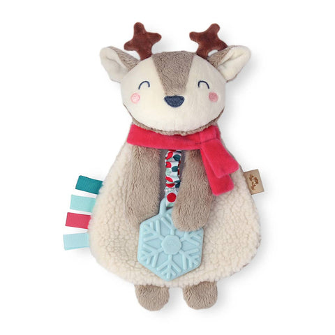 Itzy Lovey Holiday Reindeer Plush with Silicone Teether Toy