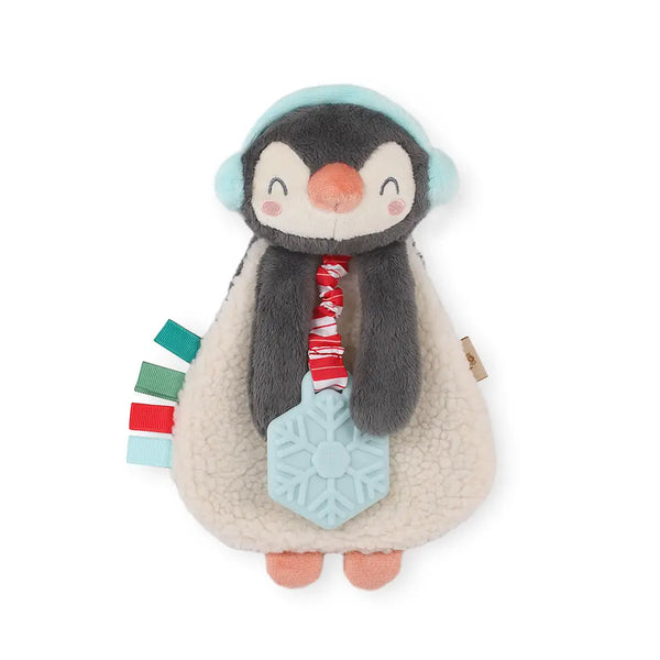 Itzy Lovey Plush + Silicone Teether Toy | Holiday Penguin