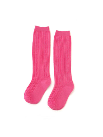 Hot Pink Cable Knit Knee Highs