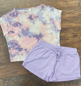 Brushed Hacci Shorts- Heather Lilac