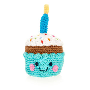 Friendly Cupcake with Candle Crochet Rattle