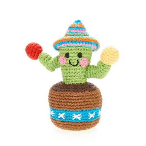 Friendly Cactus Green Crochet Rattle