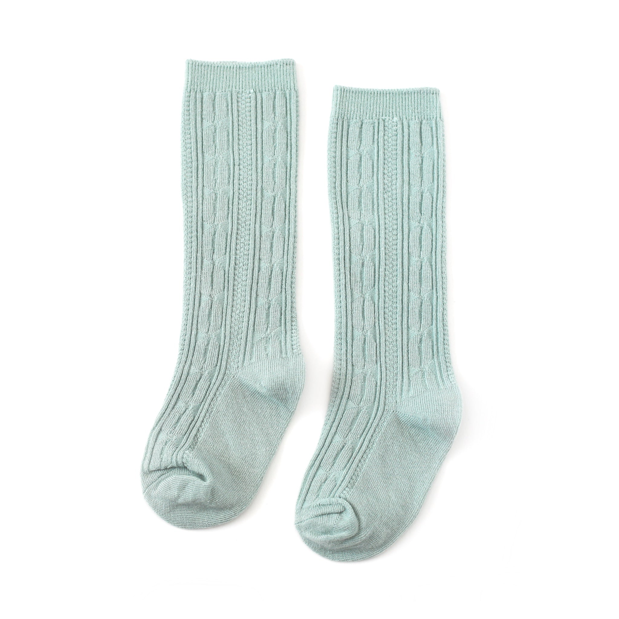 Mist Cable Knit Knee Highs
