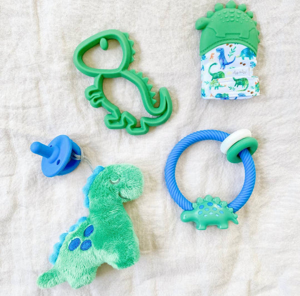 Ritzy Silicone Rattle and Teether-Dino