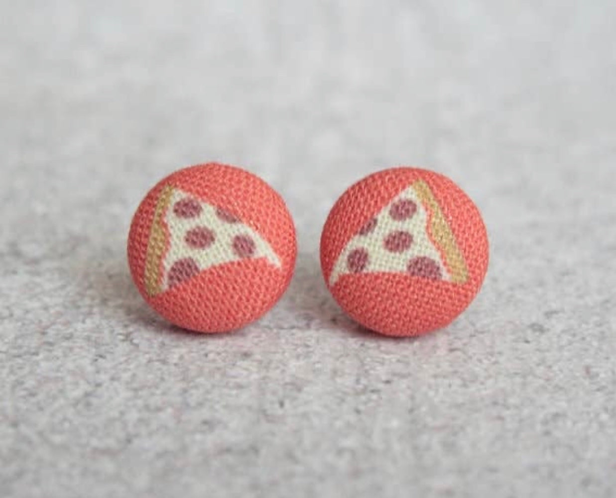 Pizza Fabric Button Earrings