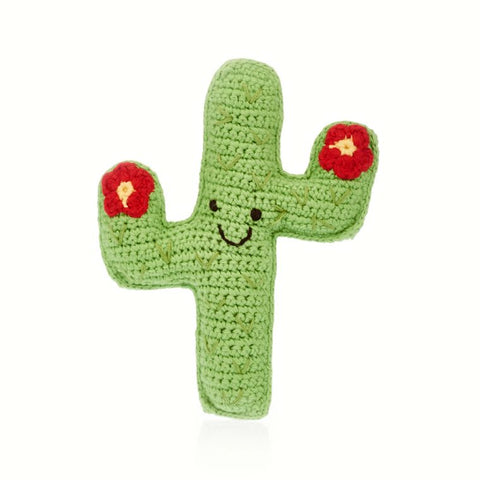 Friendly Cactus Buddy Apple Crochet Rattle