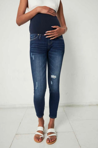 Kan Can Full Band Maternity Ankle Skinny Jeans