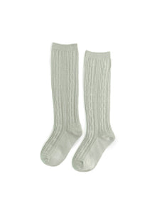 Sage Green Cable Knit Knee Highs