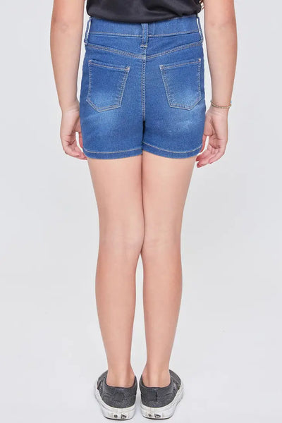 Mid-Rise Pull On Denim Shorts | Medium Wash