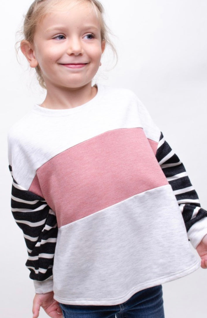 Color Block Striped Sleeve Top