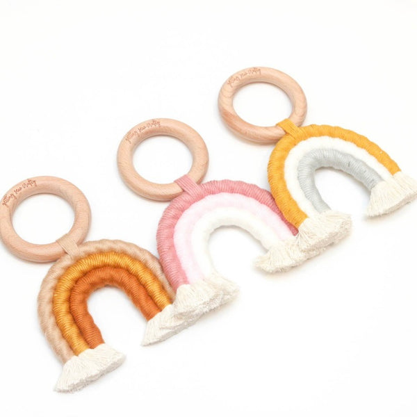 Macrame Rainbow Teether- Brown/Rust