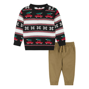 Vintage Car Holiday Sweater W/Joggers Set