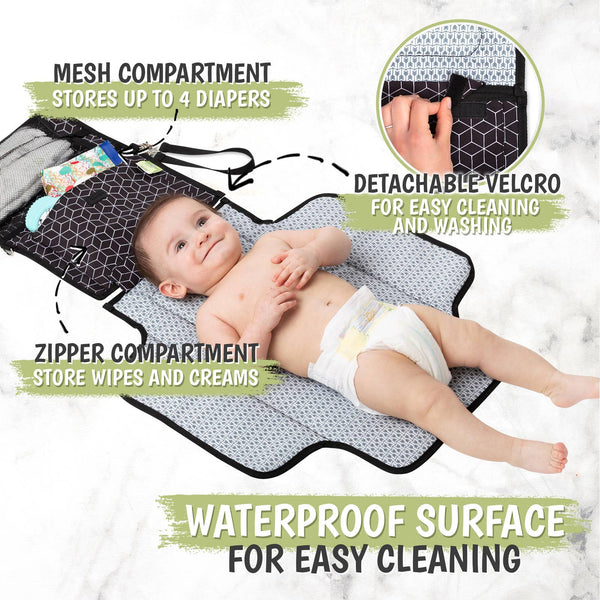 Ezee Diaper Mat- Black Geo