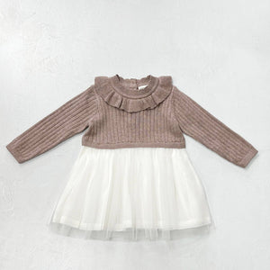 knit tutu dress Milan Knit Baby Peter Pan Collar Tutu Dress (Organic Cotton)