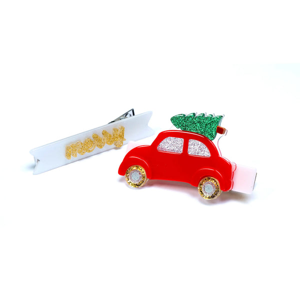 Holiday Merry Christmas Buggy Alligator Clip Set