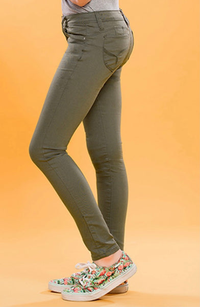 WannaBettaFit Twill Skinny Pant-Pine