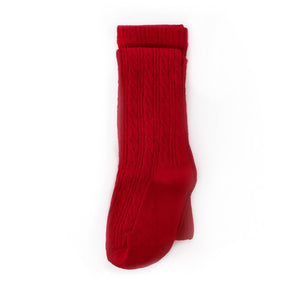 True Red Cable Knit Tights