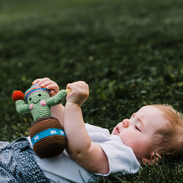 Friendly Cactus Green Crochet Rattle