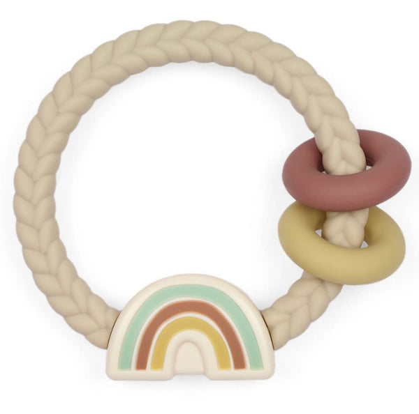 Ritzy Silicone Rattle and Teether- Neutral Rainbow