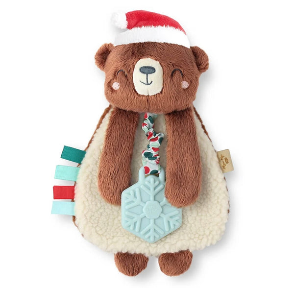 Itzy Lovey Holiday Bear Plush with Silicone Teether Toy