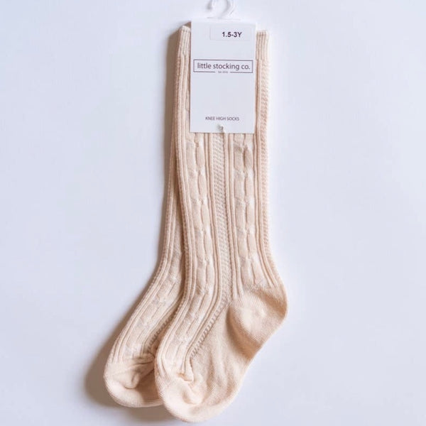 Vanilla Cream Cable Knit Knee High