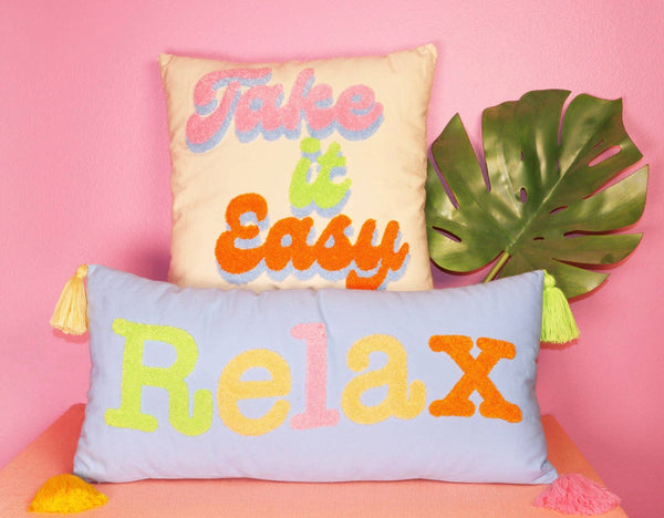 Take It Easy Square Hook Pillow