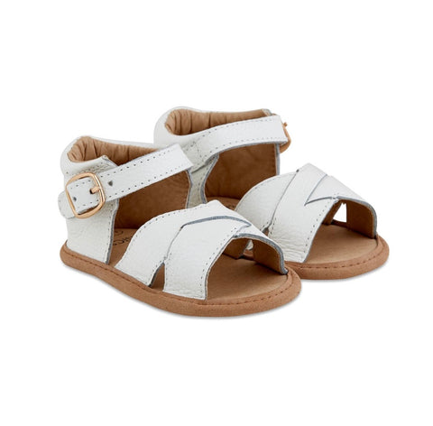 White Split-Soled Leather Baby Sandals