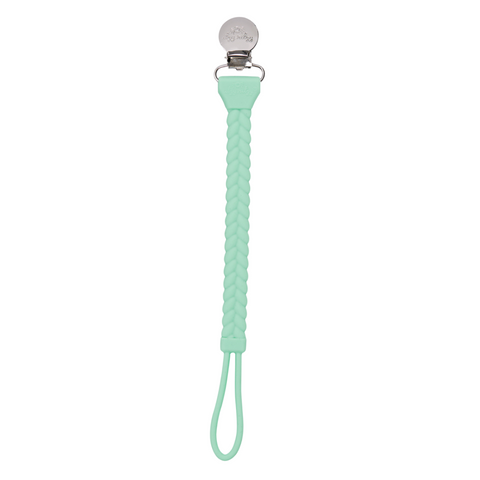 Mint Braided Sweetie Strap Silicone Pacifier Clip