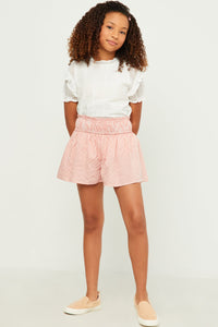 Pink Gingham Smocked Waist Shorts