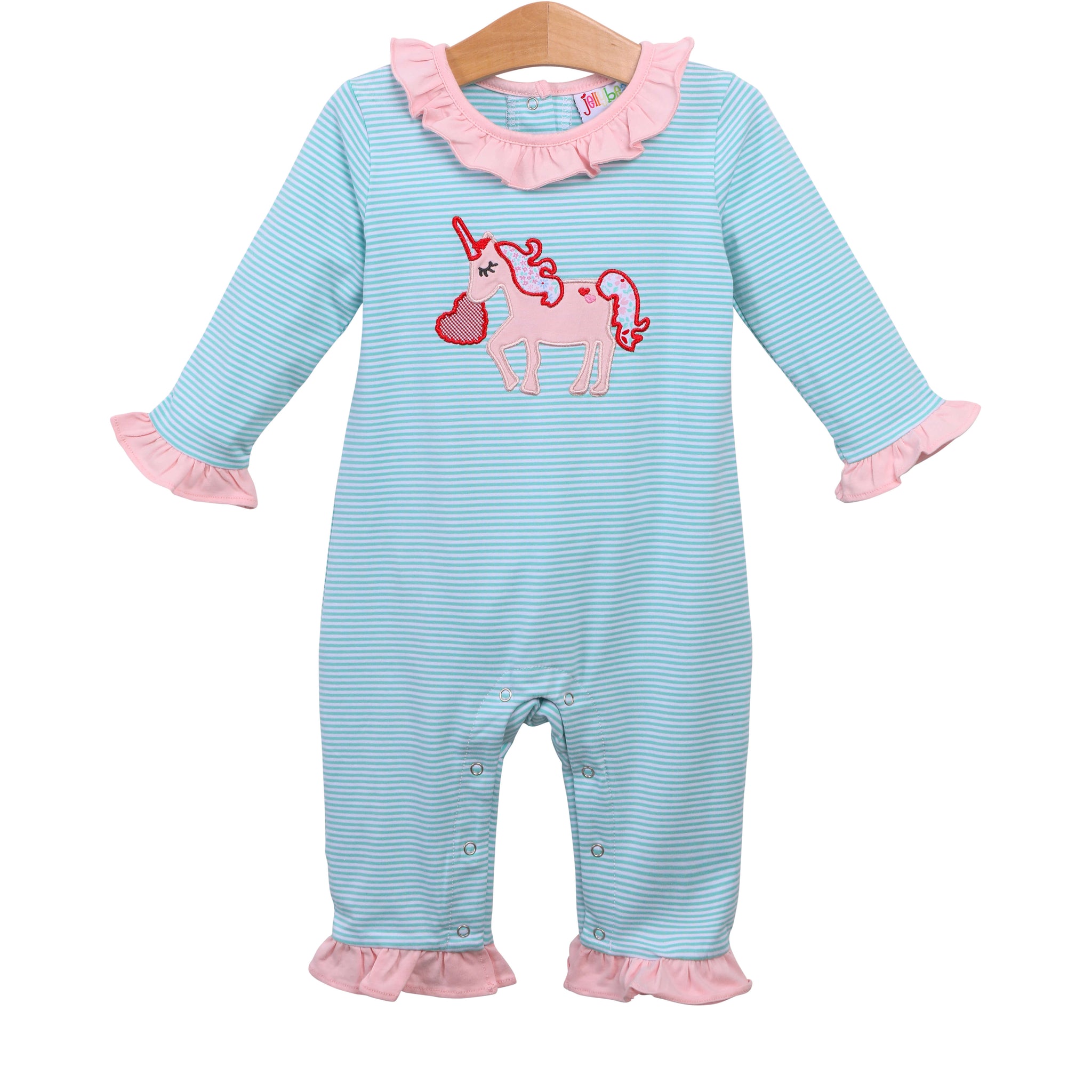 Unicorn Heart Ruffle Applique Romper