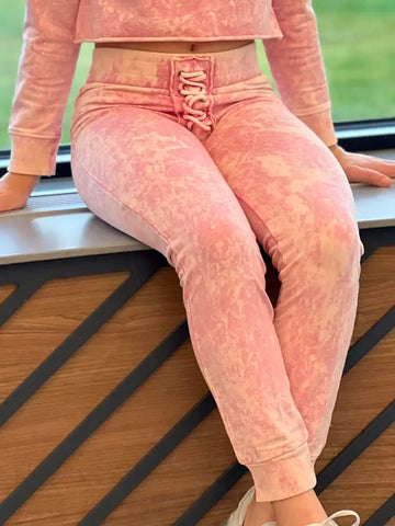 Lace Front Joggers | Sea Pink