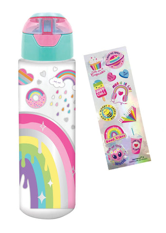 H2O Bottle with Stickers, Rainbow