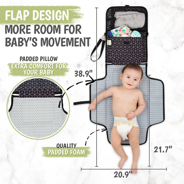 Ezee Diaper Mat- Black Geo