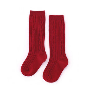 Cherry Cable Knit Knee High Socks