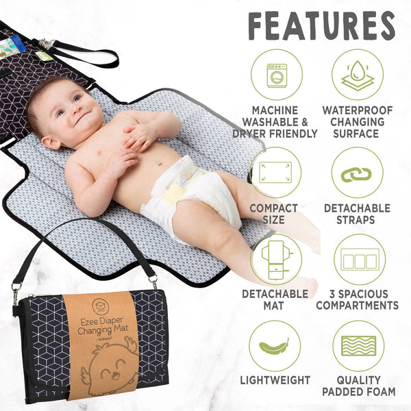 Ezee Diaper Mat- Black Geo