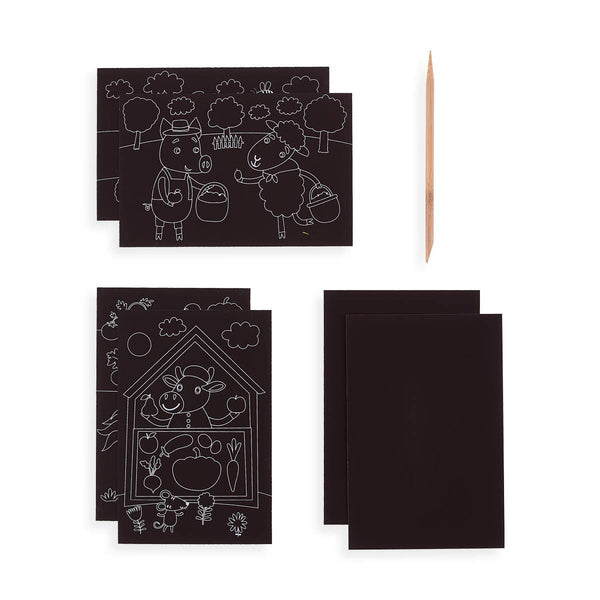 Mini Scratch & Scribble Art Kit: Farm Animals