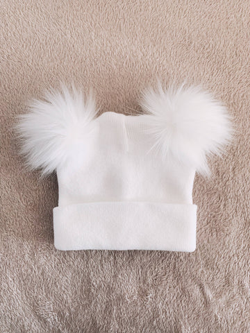 Pom Pom Baby/Kid's Beanie Hat | White