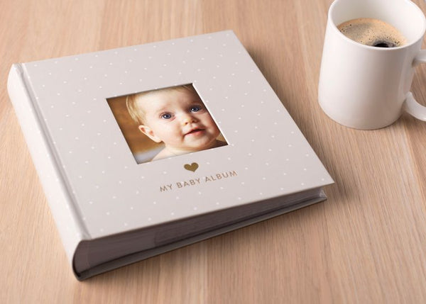 Gray Polka Dot Baby Photo Album
