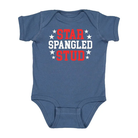 Star Spangled Stud Short Sleeve Bodysuit - 4th of July Baby