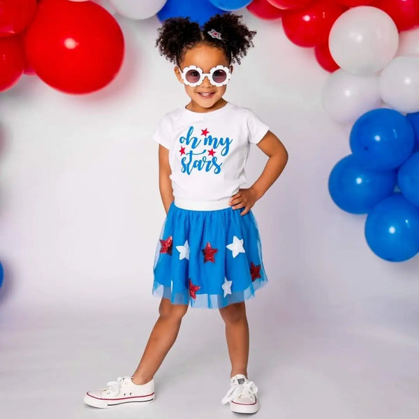 Oh My Stars Short Sleeve Shirt- Kids Patriotic Tee